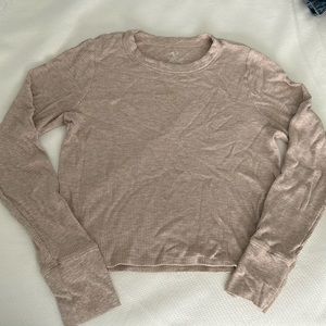 Aerie cropped waffle long sleeve tee